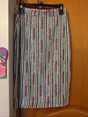 Striped Sequin Pencil Skirt in Multicolor